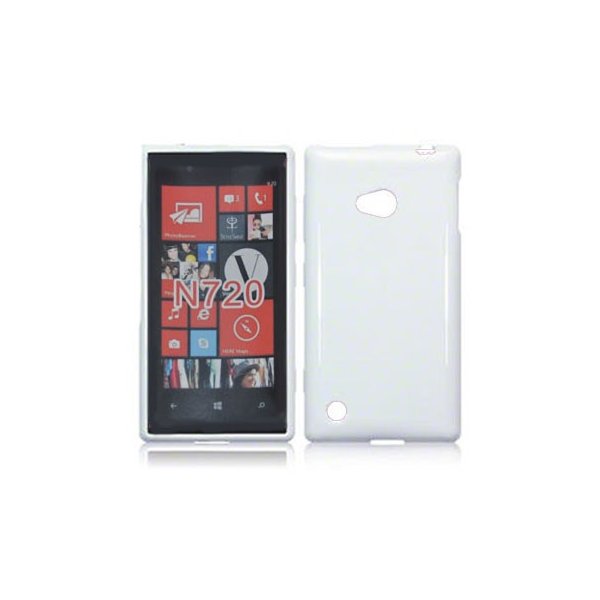 CUSTODIA GEL TPU SILICONE LUCIDA per NOKIA LUMIA 720 COLORE BIANCO