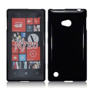 CUSTODIA GEL TPU SILICONE LUCIDA per NOKIA LUMIA 720 COLORE NERO