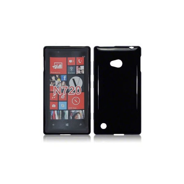 CUSTODIA GEL TPU SILICONE LUCIDA per NOKIA LUMIA 720 COLORE NERO