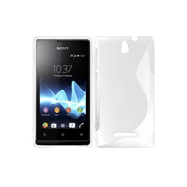 CUSTODIA GEL TPU SILICONE DOUBLE per SONY XPERIA E, C1504, C1505, C1604, C1605 COLORE BIANCO-TRASPARENTE