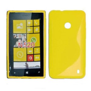 CUSTODIA GEL TPU SILICONE DOUBLE per NOKIA LUMIA 520, LUMIA 525 COLORE GIALLO