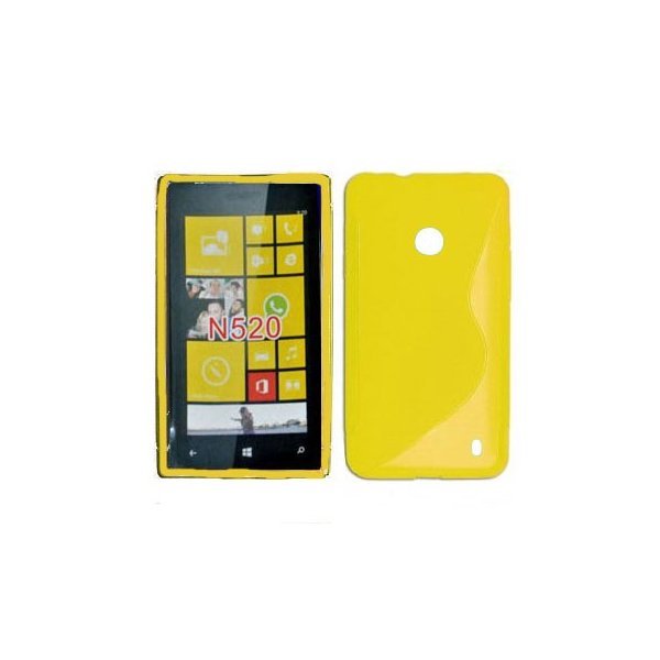 CUSTODIA GEL TPU SILICONE DOUBLE per NOKIA LUMIA 520, LUMIA 525 COLORE GIALLO