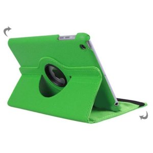 CUSTODIA BOOK PELLE GIREVOLE per APPLE IPAD MINI 3, IPAD MINI 2, IPAD MINI CON STAND COLORE VERDE CHIUSURA CON ELESTICO