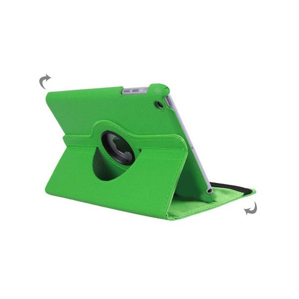 CUSTODIA BOOK PELLE GIREVOLE per APPLE IPAD MINI 3, IPAD MINI 2, IPAD MINI CON STAND COLORE VERDE CHIUSURA CON ELESTICO