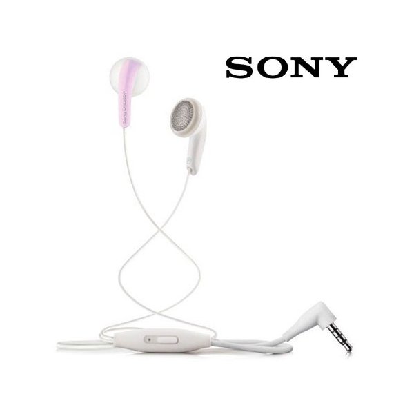 AURICOLARE STEREO con CONNETTORE JACK 3,5mm - TASTO DI RISPOSTA COLORE BIANCO E ROSA ORIGINALE SONY MH410 BULK