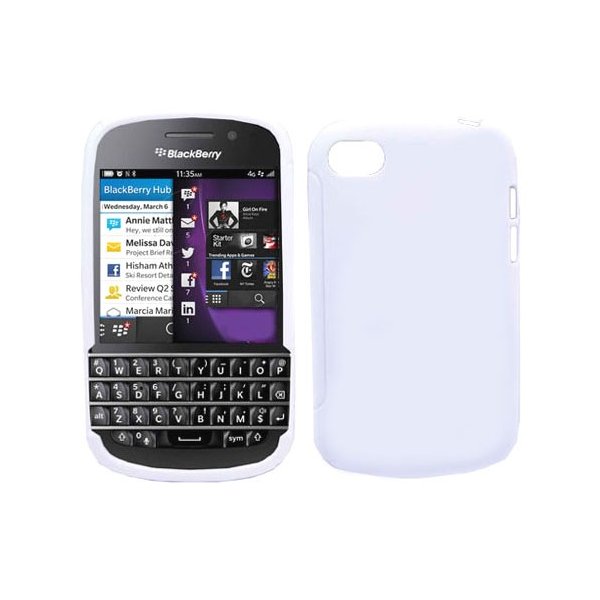 CUSTODIA GEL TPU SILICONE LUCIDA per BLACKBERRY Q10 COLORE BIANCO