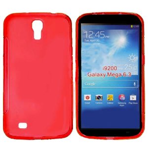 CUSTODIA GEL TPU SILICONE LUCIDA per SAMSUNG I9200 GALAXY MEGA 6.3" POLLICI, I9205 COLORE ROSSO