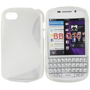 CUSTODIA GEL TPU SILICONE DOUBLE per BLACKBERRY Q10 COLORE BIANCO-TRASPARENTE