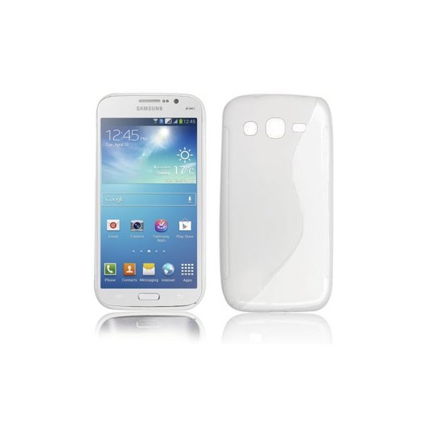 CUSTODIA GEL TPU SILICONE DOUBLE per SAMSUNG I9150 GALAXY MEGA 5.8, I9152 COLORE BIANCO-TRASPARENTE