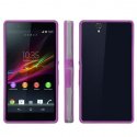 CUSTODIA BUMPER GEL TPU SILICONE SEMI-RIGIDO per SONY XPERIA Z, LT36I, L36H, C6603 COLORE VIOLA - TRASPARENTE - VIOLA