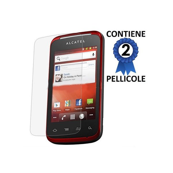 PELLICOLA PROTEGGI DISPLAY ALCATEL ONE TOUCH 983, OT-983 CONFEZIONE 2 PEZZI