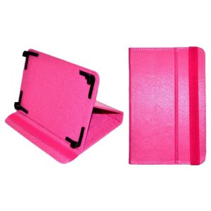 CUSTODIA PELLE UNIVERSALE CON STRAP per TABLET FINO A 7" POLLICI COLORE ROSA