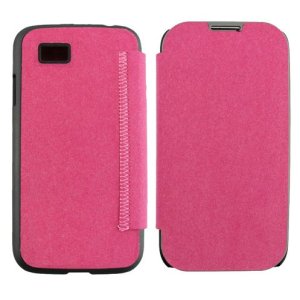 CUSTODIA FLIP BOOK TESSUTO CON TASCA PORTA CARTE per BLACKBERRY Z10 COLORE ROSA