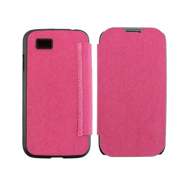 CUSTODIA FLIP BOOK TESSUTO CON TASCA PORTA CARTE per BLACKBERRY Z10 COLORE ROSA