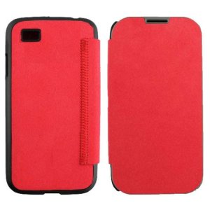 CUSTODIA FLIP BOOK TESSUTO CON TASCA PORTA CARTE per BLACKBERRY Z10 COLORE ROSSO