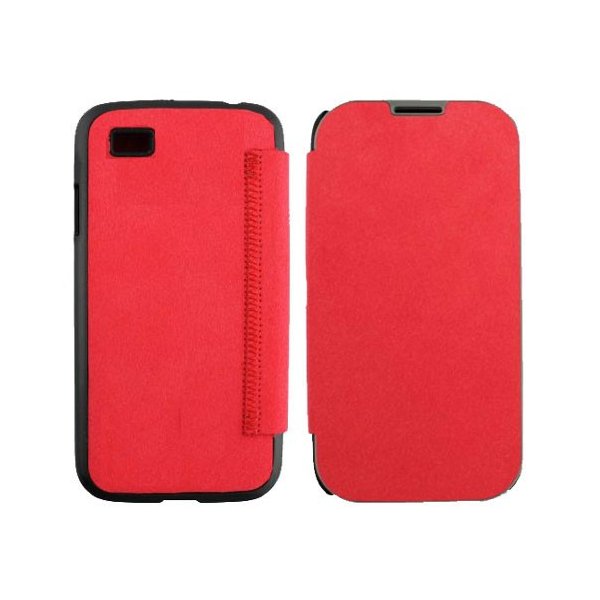 CUSTODIA FLIP BOOK TESSUTO CON TASCA PORTA CARTE per BLACKBERRY Z10 COLORE ROSSO