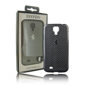 CUSTODIA CARBONIO RIGIDA FERRARI FEFCHCS4BL per SAMSUNG I9500 GALAXY S4, I9505, I9502 CON LOGO METALLICO BLISTER