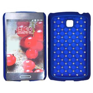 CUSTODIA RIGIDA CON BRILLANTINI per LG OPTIMUS L3 II DUAL, E435 COLORE BLU