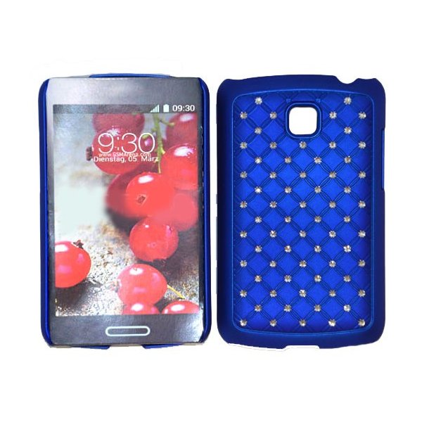 CUSTODIA RIGIDA CON BRILLANTINI per LG OPTIMUS L3 II DUAL, E435 COLORE BLU