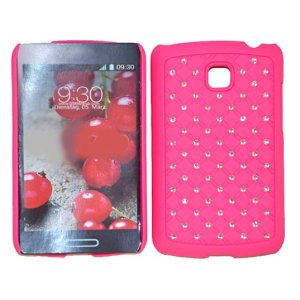 CUSTODIA RIGIDA CON BRILLANTINI per LG OPTIMUS L3 II DUAL, E435 COLORE ROSA