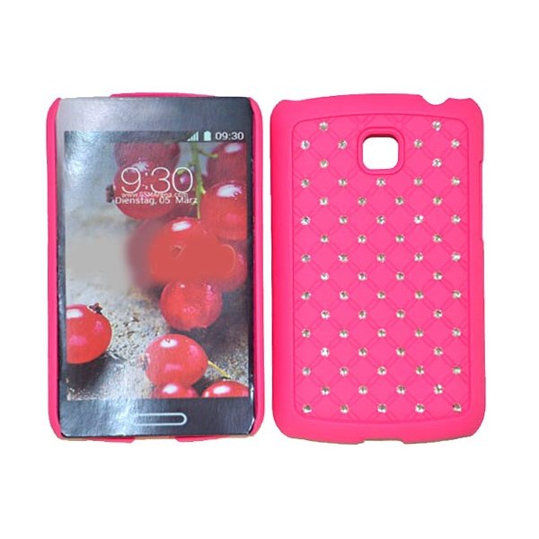 CUSTODIA RIGIDA CON BRILLANTINI per LG OPTIMUS L3 II DUAL, E435 COLORE ROSA