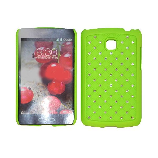 CUSTODIA RIGIDA CON BRILLANTINI per LG OPTIMUS L3 II DUAL, E435 COLORE VERDE