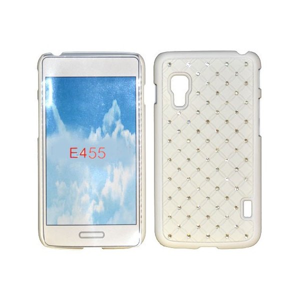 CUSTODIA RIGIDA CON BRILLANTINI per LG OPTIMUS L5 II DUAL, E455 COLORE BIANCO