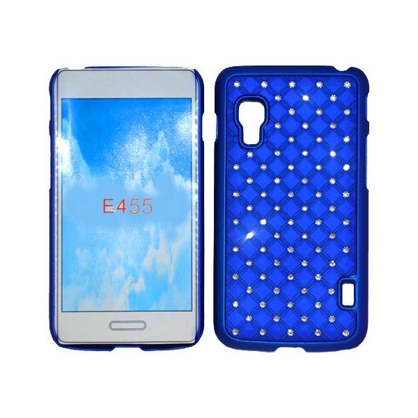 CUSTODIA RIGIDA CON BRILLANTINI per LG OPTIMUS L5 II DUAL, E455 COLORE BLU