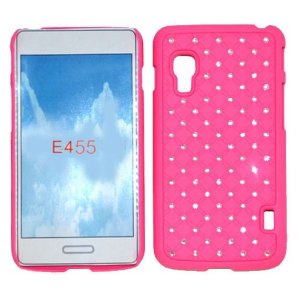 CUSTODIA RIGIDA CON BRILLANTINI per LG OPTIMUS L5 II DUAL, E455 COLORE ROSA