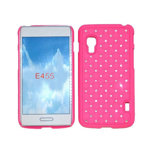 CUSTODIA RIGIDA CON BRILLANTINI per LG OPTIMUS L5 II DUAL, E455 COLORE ROSA