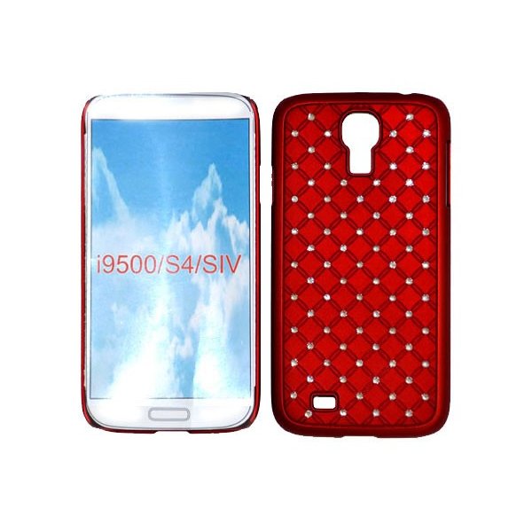 CUSTODIA RIGIDA CON BRILLANTINI per SAMSUNG I9500 GALAXY S4, I9505, I9502 COLORE ROSSO