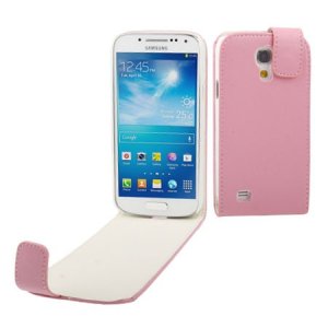 CUSTODIA FLIP VERTICALE PELLE per SAMSUNG I9190 GALAXY S4 MINI, I9192, I9195 COLORE ROSA