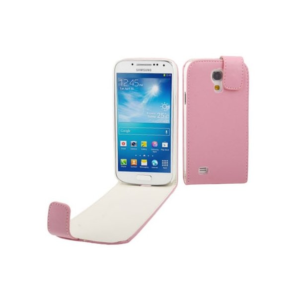 CUSTODIA FLIP VERTICALE PELLE per SAMSUNG I9190 GALAXY S4 MINI, I9192, I9195 COLORE ROSA