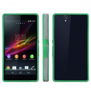 CUSTODIA BUMPER GEL TPU SILICONE SEMI-RIGIDO per SONY XPERIA Z, LT36I, L36H, C6603 COLORE VERDE - TRASPARENTE - VERDE