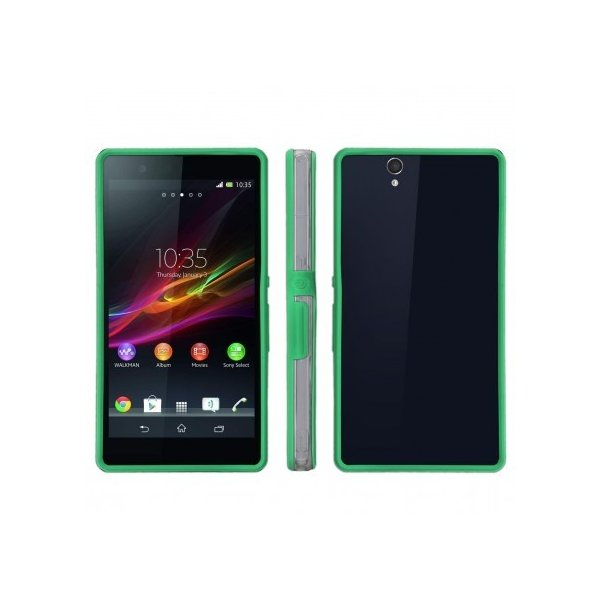 CUSTODIA BUMPER GEL TPU SILICONE SEMI-RIGIDO per SONY XPERIA Z, LT36I, L36H, C6603 COLORE VERDE - TRASPARENTE - VERDE