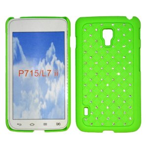 CUSTODIA RIGIDA CON BRILLANTINI per LG OPTIMUS L7 II DUAL, P715 COLORE VERDE