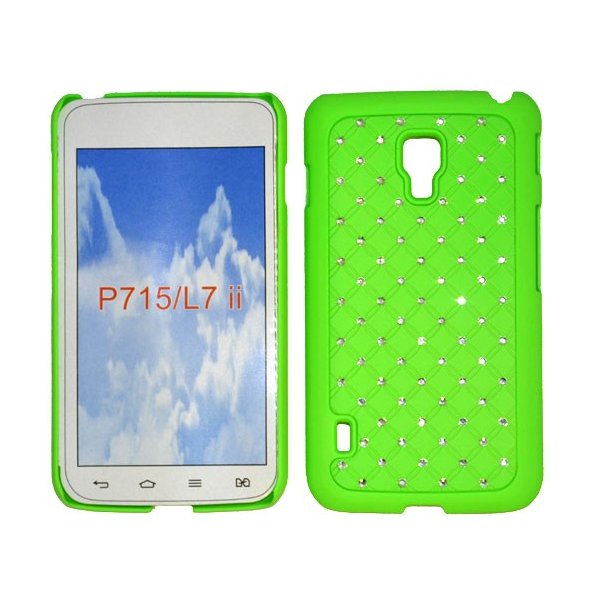 CUSTODIA RIGIDA CON BRILLANTINI per LG OPTIMUS L7 II DUAL, P715 COLORE VERDE