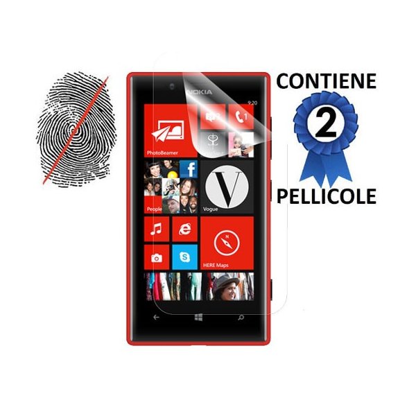 PELLICOLA PROTEGGI DISPLAY ANTI IMPRONTA NOKIA LUMIA 720 CONFEZIONE 2 PEZZI