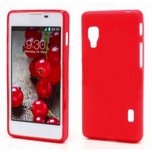 CUSTODIA GEL TPU SILICONE LUCIDA per LG OPTIMUS L5 II DUAL, E455 COLORE ROSSO