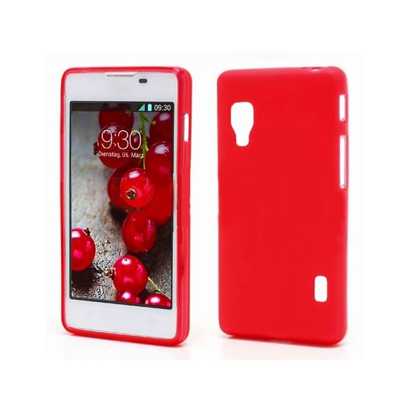 CUSTODIA GEL TPU SILICONE LUCIDA per LG OPTIMUS L5 II DUAL, E455 COLORE ROSSO