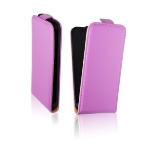 CUSTODIA VERTICALE SLIM FLIP PELLE per SAMSUNG I9190 GALAXY S4 MINI, I9192, I9195 COLORE VIOLA