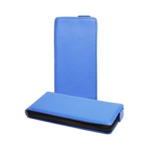 CUSTODIA VERTICALE SLIM FLIP PELLE per SAMSUNG I9190 GALAXY S4 MINI, I9192, I9195 COLORE BLU