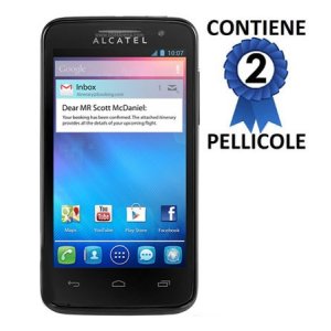 PELLICOLA PROTEGGI DISPLAY ALCATEL ONE TOUCH M'POP 5020D CONFEZIONE 2 PEZZI