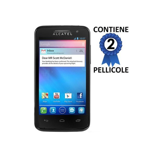 PELLICOLA PROTEGGI DISPLAY ALCATEL ONE TOUCH M'POP 5020D CONFEZIONE 2 PEZZI