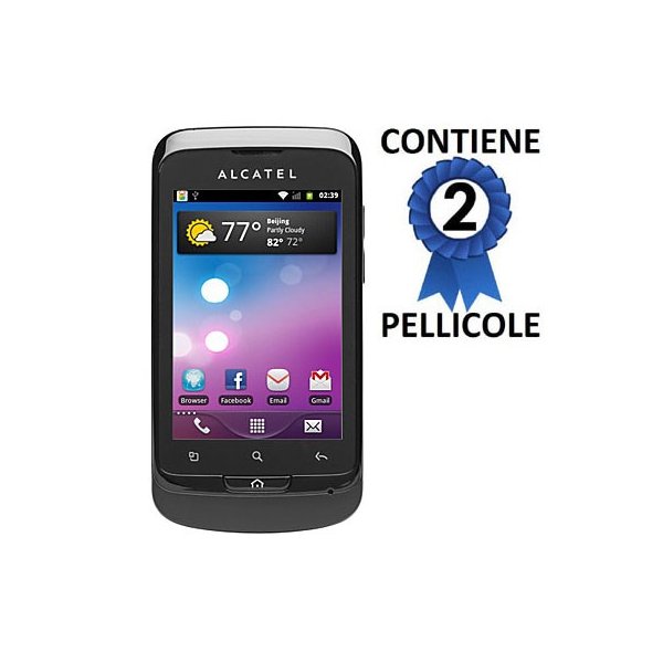 PELLICOLA PROTEGGI DISPLAY ALCATEL ONE TOUCH 919, OT-919 CONFEZIONE 2 PEZZI