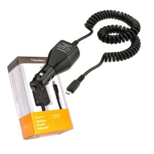 CARICATORE AUTO 500mAh CON CONNETTORE MICRO USB - CAVO A SPIRALE NERO ACC-04195-302 BLACKBERRY ORIGINALE IN BLISTER