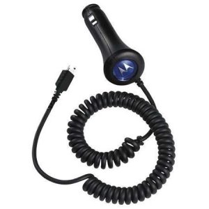 CARICATORE AUTO CON CONNETTORE MINI USB - CAVO A SPIRALE COLORE NERO VC700 MOTOROLA ORIGINALE IN BULK