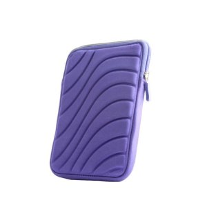 CUSTODIA UNIVERSALE IN TESSUTO IMBOTTITA per TABLET FINO A 7" POLLICI  FANTASIA ONDULATA SWING COLORE VIOLA CHIUSURA CON ZIP