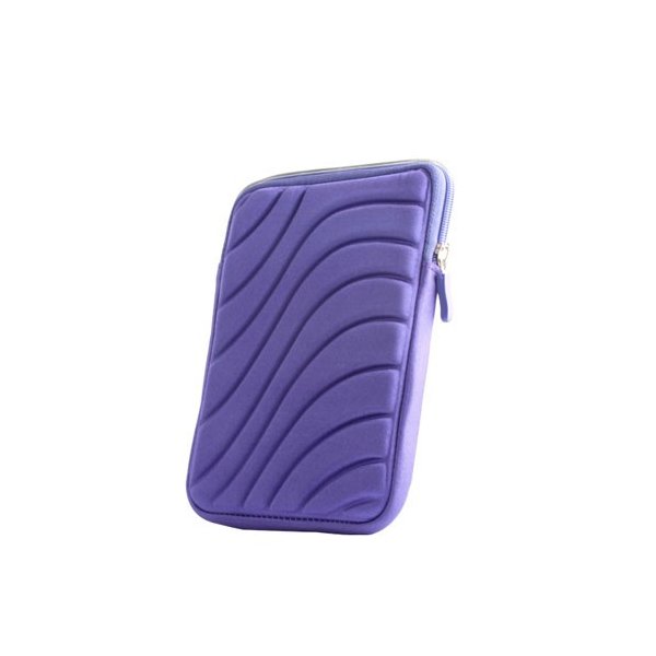 CUSTODIA UNIVERSALE IN TESSUTO IMBOTTITA per TABLET FINO A 7" POLLICI  FANTASIA ONDULATA SWING COLORE VIOLA CHIUSURA CON ZIP