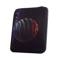 CUSTODIA UNIVERSALE IN TESSUTO IMBOTTITA per TABLET FINO A 7" POLLICI  FANTASIA KOSMO SU SFONDO NERO CHIUSURA CON ZIP